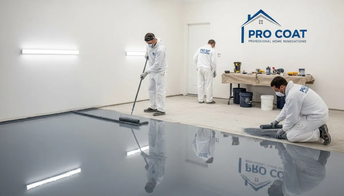 Epoxy garage floor coating in Pasadena, CA by pro house painters for durable, glossy finish