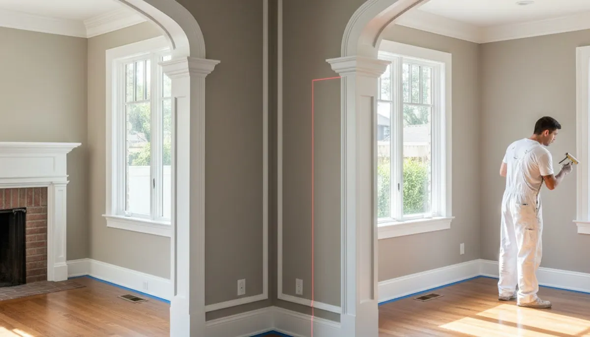 Professional interior trim painting with crisp lines in Pasadena, CA home by expert house painters